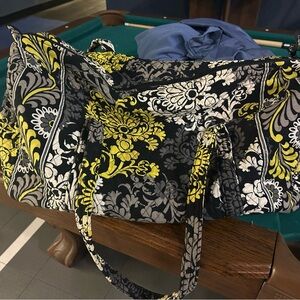 Vera Bradley Stylish Floral Quilted duffel Bag in Black, Yellow & Gray